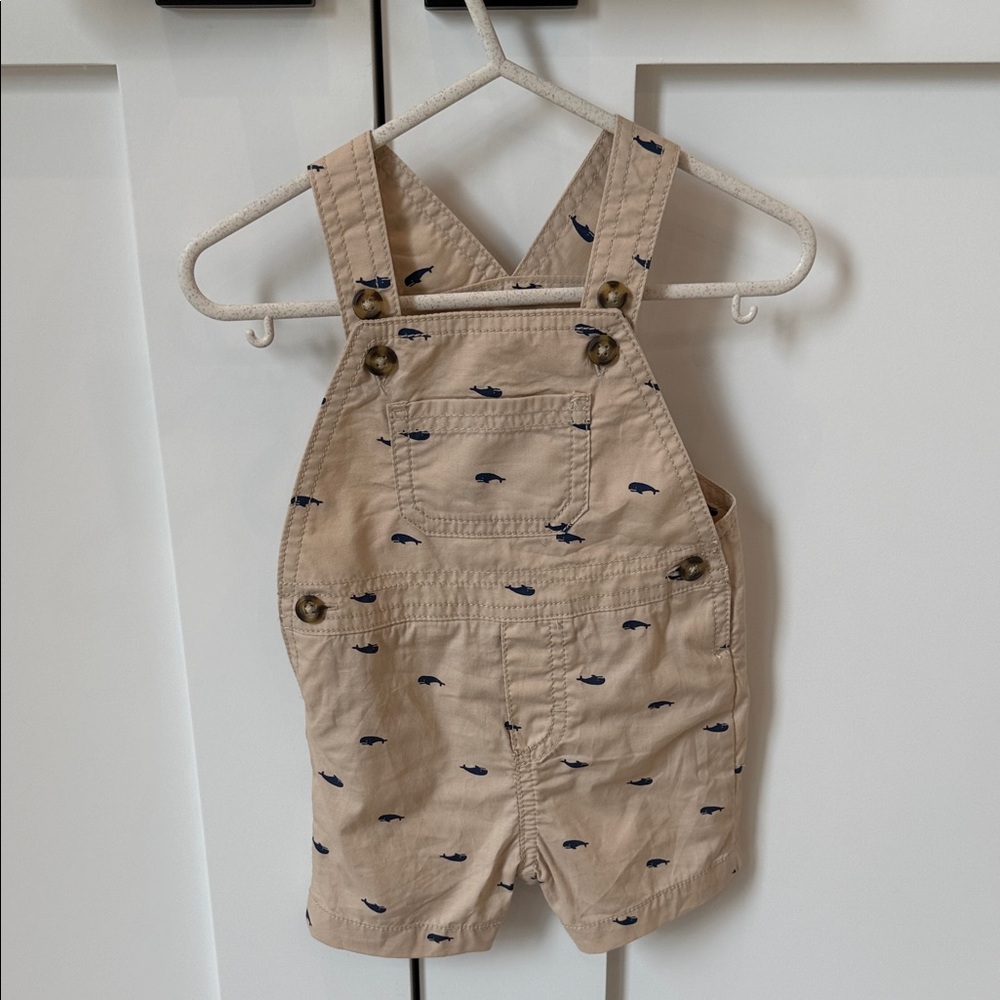 Carter's Beige Whale Pattern Overalls